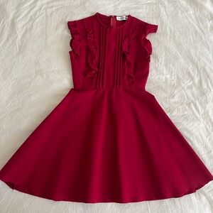 Valentine’s Red Lace Ruffle Mini Dress